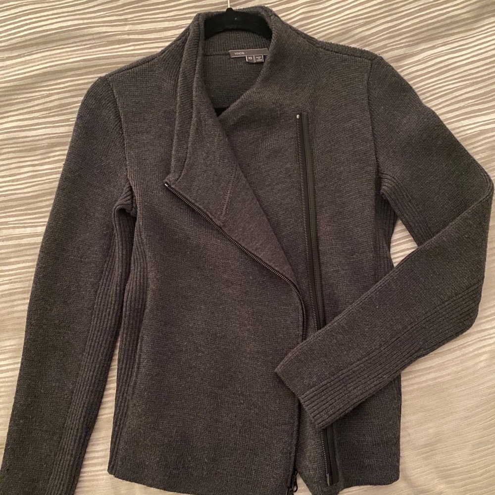 Vince Wool Zip Up Sweater